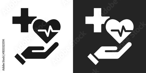 Medicare Icon In Black And White Glyph Style