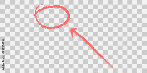 Red circle and arrow pointing to highlight an area on transparent background