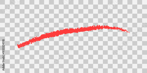 Red brush stroke on transparent background with textured edges