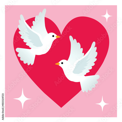 romantic Valentine's Day cards featuring hearts and doves