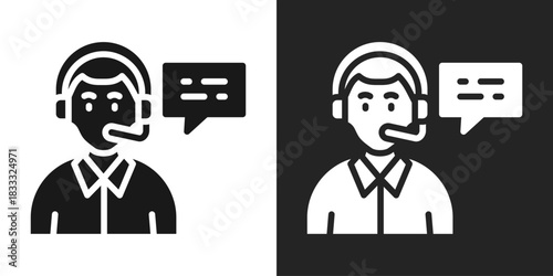 Technical Support Icon In Black And White Glyph Style