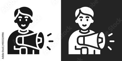 Announcement Icon In Black And White Glyph Style