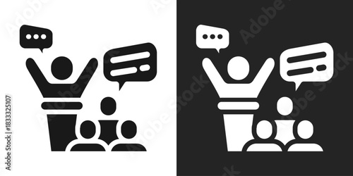 Discourse Icon In Black And White Glyph Style