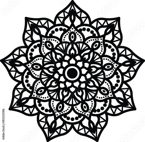 Mandala. Vintage Round Ornament Pattern. Stylized Ornamental Flower. Decorative element for any kind of design. Coloring book.