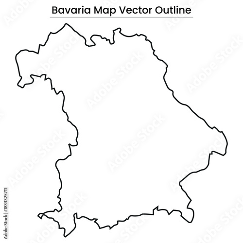 Bavaria Map Vector Outline Editable State Silhouette with Regions