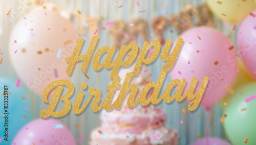 Birthday Celebration With Colorful Balloons and Cake Decoration in a Festive ...