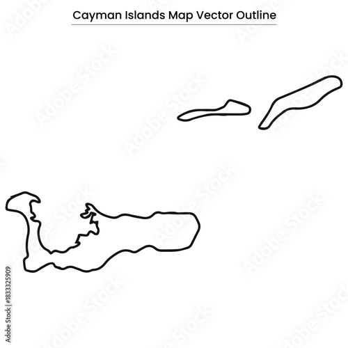 Cayman Islands Map Vector Outline Editable Country Silhouette with Island Borders