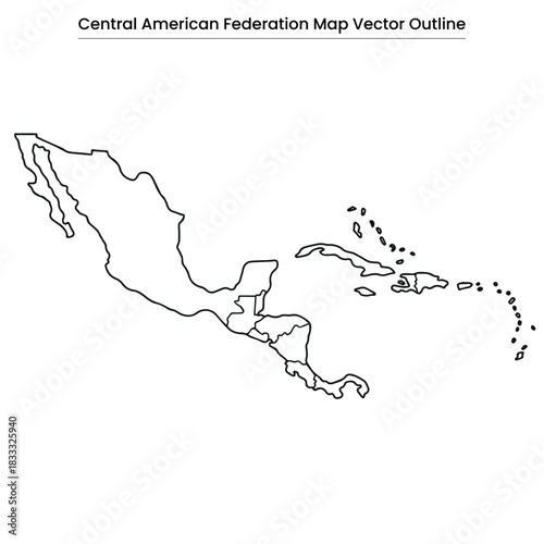 Central American Federation Map Vector Outline Editable Region Silhouette