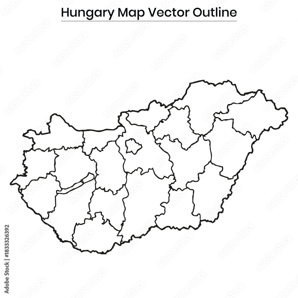 Fototapeta premium Hungary Map Vector Outline