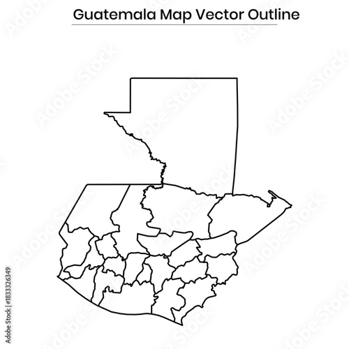 Guatemala Map Vector Outline Editable Country Silhouette with Departments