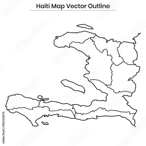 Haiti Map Vector Outline  Editable Country Silhouette with Departments