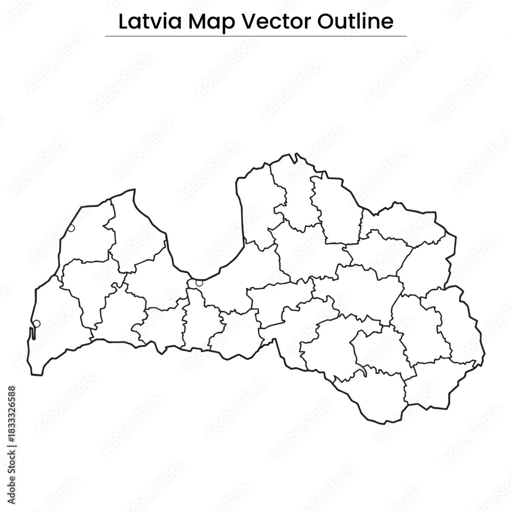 Obraz premium Latvia Map Vector Outline Editable Country Silhouette with Regions