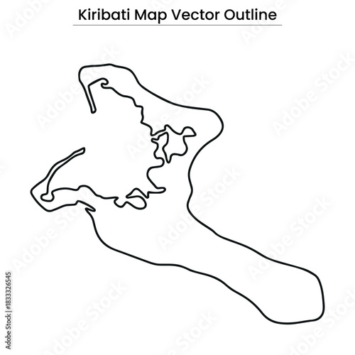 Kiribati Map Vector Outline Country Border, Islands, Editable Line Art