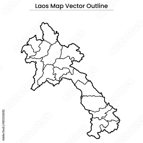 Laos Map Vector Outline Editable Country Silhouette with Provinces