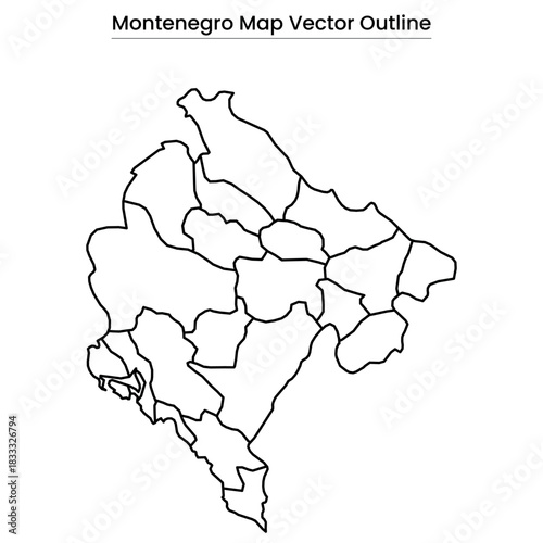Montenegro Map Vector Outline