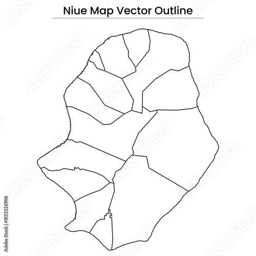 Niue Map Vector Outline  Country Border, Island Shape, Editable Line Art