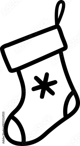 Christmas sock outline icon. 
Holiday stocking outline template vector.
Transparent background. SVG.