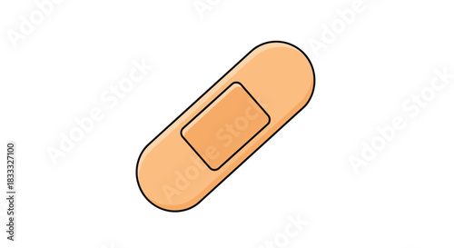 Simple animated adhesive bandage icon, a medical symbol for first aid, injury, healing, and healthcare, isolated on a white background.