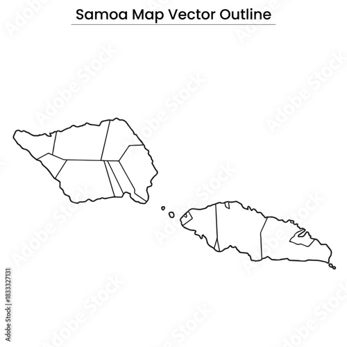 Samoa Map Vector Outline Editable Country Silhouette with District Borders