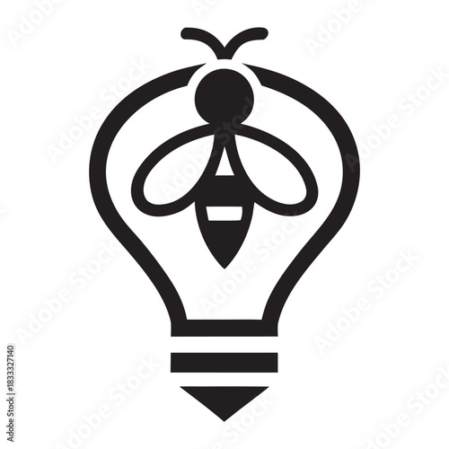 Minimal Bee Bulb Icon Clean Vector Symbol