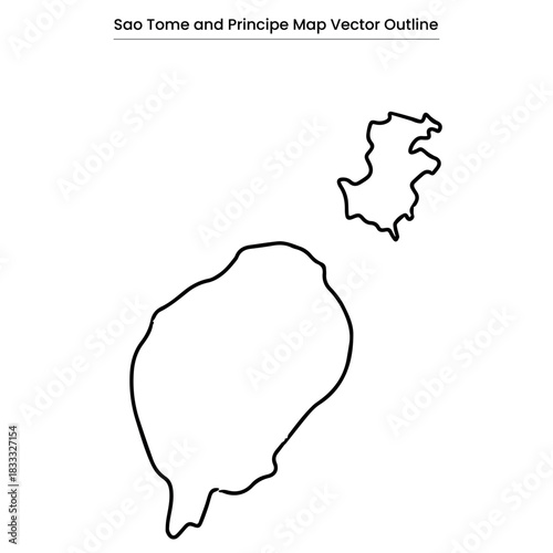 Sao Tome and Principe Map Vector Outline Editable Country Silhouette with District Borders