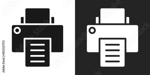 Printer Icon In Black And White Glyph Style