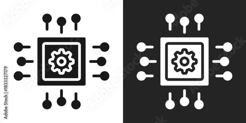 Processor Core Icon In Black And White Glyph Style