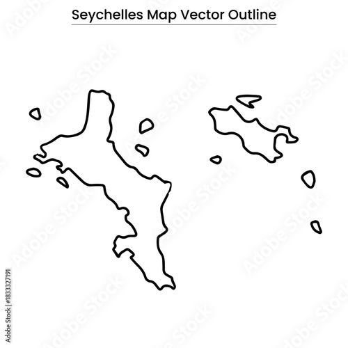 Seychelles Map Vector Outline Editable Country Silhouette with District Borders