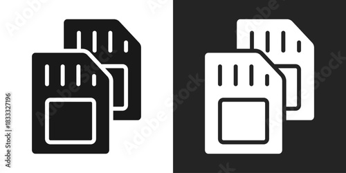 Sim Cards Icon In Black And White Glyph Style
