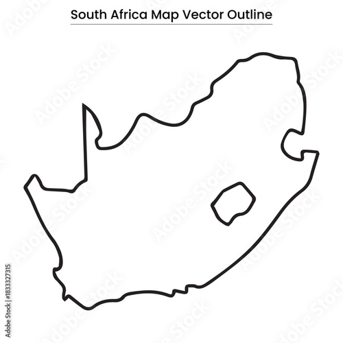 South Africa Map Vector Outline Editable Country Silhouette with Provincial Borders