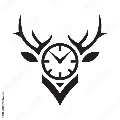 Deer Clock Emblem Timeless Wildlife Symbol