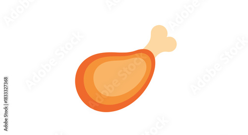 Simple flat design icon of a cooked chicken leg or drumstick, a common symbol for poultry, fried chicken, or meat products.