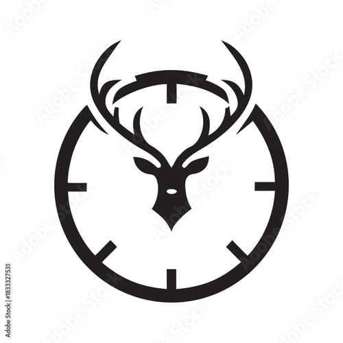 Antler Hour Deer Logo Classic Symbol Design