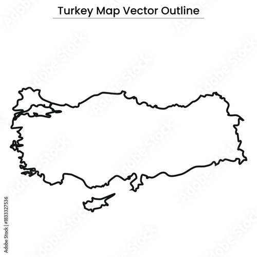 Turkey Map Vector Outline Editable Country Silhouette with Regional Borders