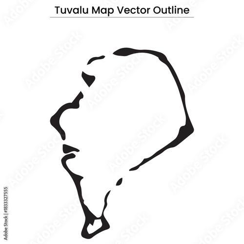 Tuvalu Map Vector Outline Editable Country Silhouette with Island Borders