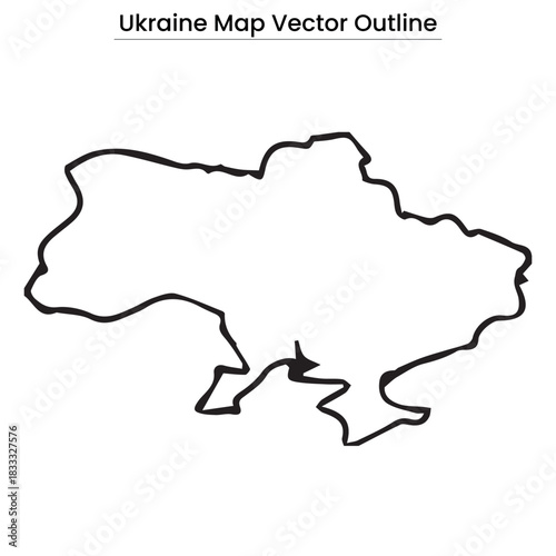 Ukraine Map Vector Outline Editable Country Silhouette with Regional Borders