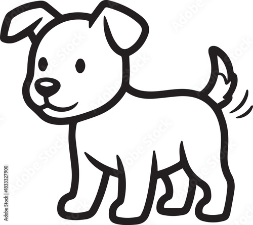 Adorable cartoon puppy with wagging tail, ready for fun and companionship.
