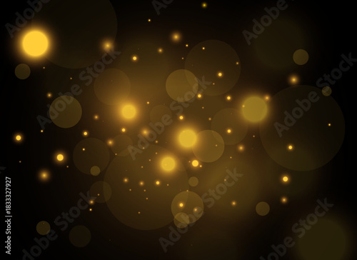 Warm golden bokeh glow with soft light particles on a dark background