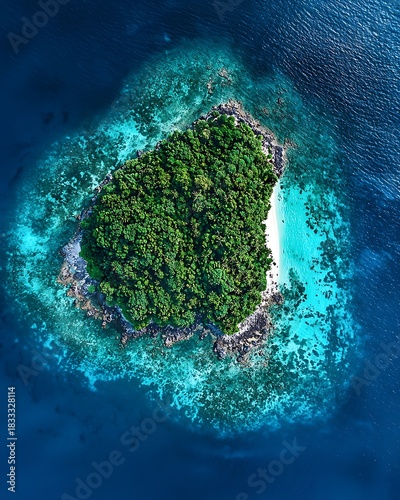Breathtaking Island Shoreline Overhead high resolution picture