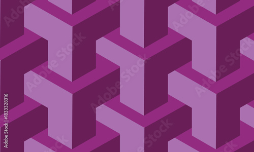 Seamless isometric geometric purple 3d pattern abstract background