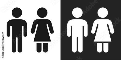 Adolescent Icon In Black And White Glyph Style