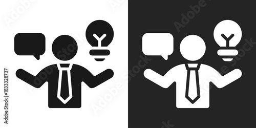 Consultant Icon In Black And White Glyph Style