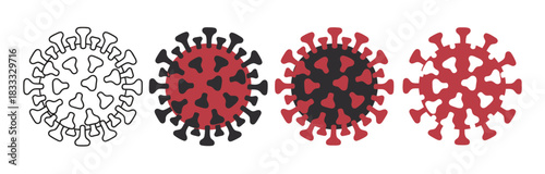 virus and bacteria icon set, vector illustration design template on white, featuring medical symbols, microbiology elements, health safety graphics, infection prevention visuals, and scientific 