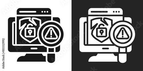 Vulnerability Icon In Black And White Glyph Style