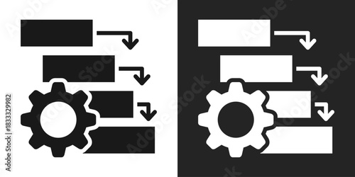 Cascading Icon In Black And White Glyph Style