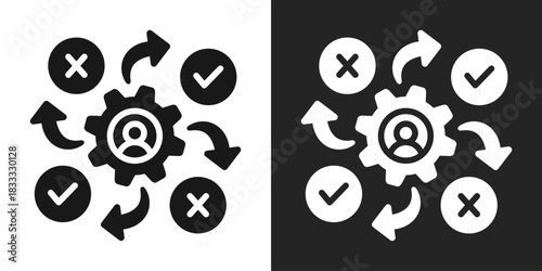 Pathways Icon In Black And White Glyph Style