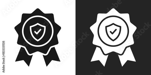 Authenticity Icon In Black And White Glyph Style