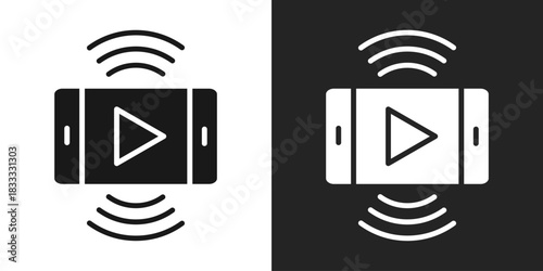 Live Stream Icon In Black And White Glyph Style