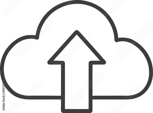 Simple cloud upload doodle banner advertisement with red and blue accents