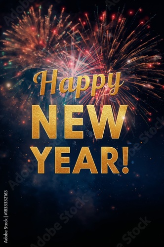 Celebrate New Year With Festive Fireworks and Joyful Messages in a Colorful N...